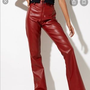 MOTEL ROCK Zoven Flare Trouser in PU Matte Red